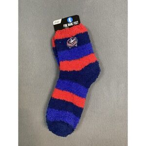 NWT Columbus Blue Jackets Socks by For Bare Feet OSFM Fuzzy Socks Above Ankle